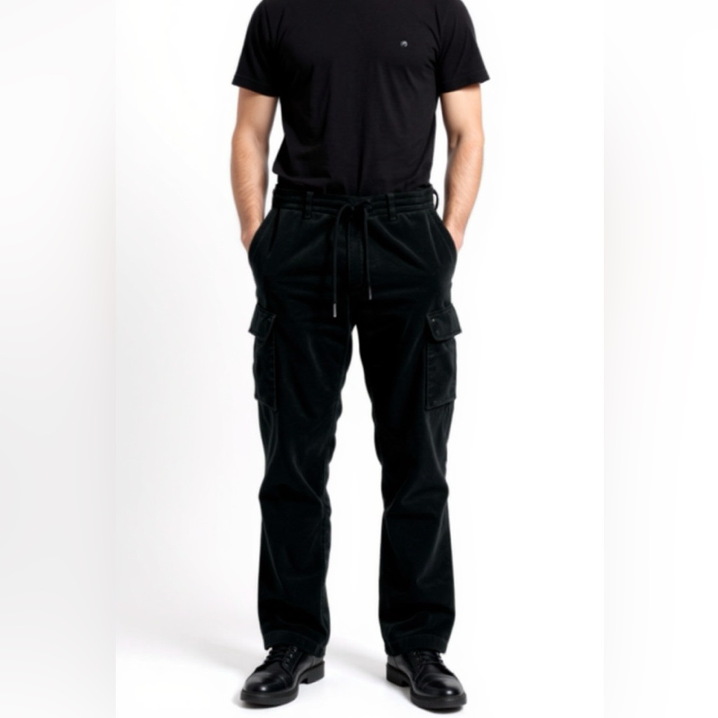 Mason's Forte Dei Marmi Men’s Black Corduroy Chile Jogger Cargo Pants Size52 Nwt